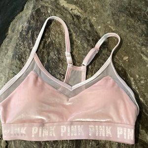 Pink velvet sports bra size small